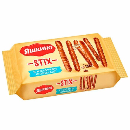 Печенье Яшкино STIX 130 гр палочки в молочном шоколаде